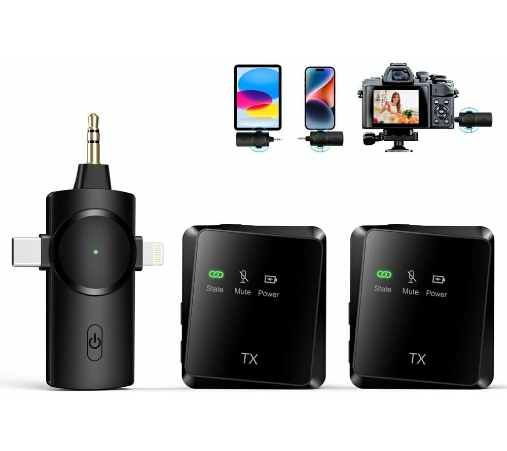 Jostart Wireless Mic Plug N Play 2-Pack Lavalier Microphone New