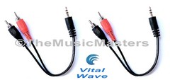 (2) 6″ inch 3.5MM Stereo Male Plug to Dual RCA Plugs Audio Cable Wire Adapter