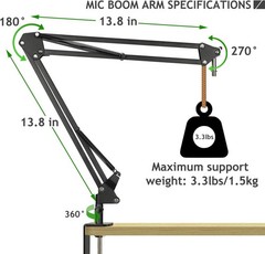 Microphone Stand with Isolation Shield and Pop Filter for Recording