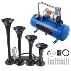 4 Trumpet Air Horn Kit, 150dB Train Horns for Trucks, 12V 120 psi Compressor 1.6