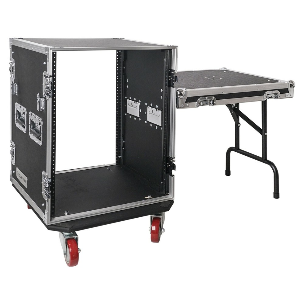 Sound Town 14U PA DJ Rack/Road Case with 21″Depth Plywood,Casters (STRC-14UWT)