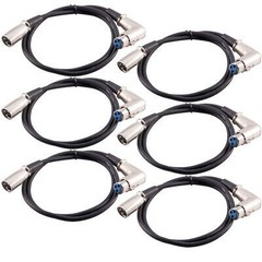 (6) 3′ XLR Male to Right Angle Female Audio Patch Cable