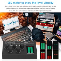 4 Channel Mono/Stereo Audio Mixer w/LED Level Meter Ultra Low-Noise Line Mixing