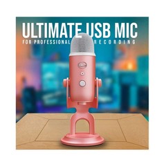 Blue Microphones Yeti Aurora USB Mic Pink Dawn Bundle Boom Arm Shock