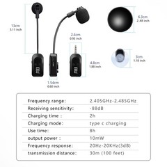 2.4G Instrument Microphone Receiver with Detachable Suction Cup for Guitar Vi…