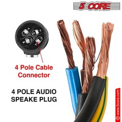 5Core Speakon 4 Pole Male Plug Compatible Audio Cable Connectors High Quality