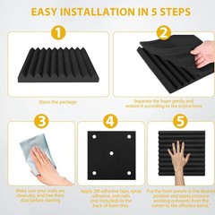 56 acoustic foam panels 1 inch 12×12 soundproof black studio office home