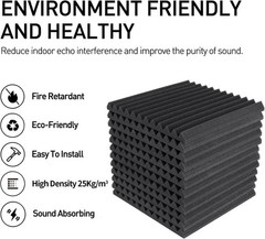 Acoustic Foam Panels 52 Pack – Noise Cancelling Wedge Panels