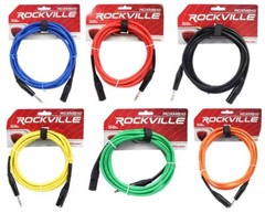 6 Rockville 10′ Male REAN XLR to 1/4“ TRS Balanced Cable OFC (6 Colors)