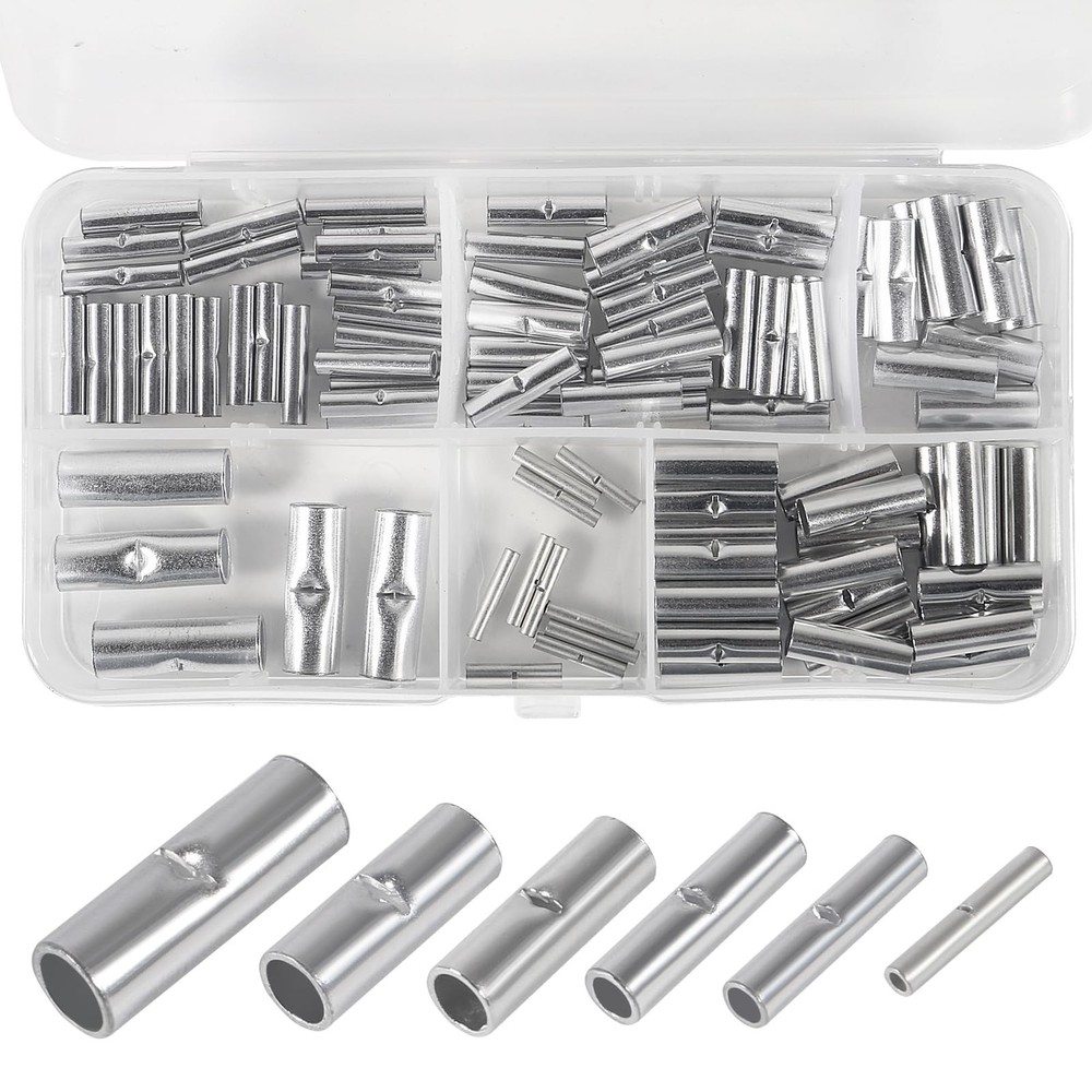 100pcs Non Insulated Butt Connectors Kit Splice Uninsulated…