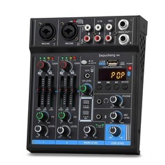 4 Channel USB Interface Mixer, DJ Sound Controller Mini Mixer Professional Di…
