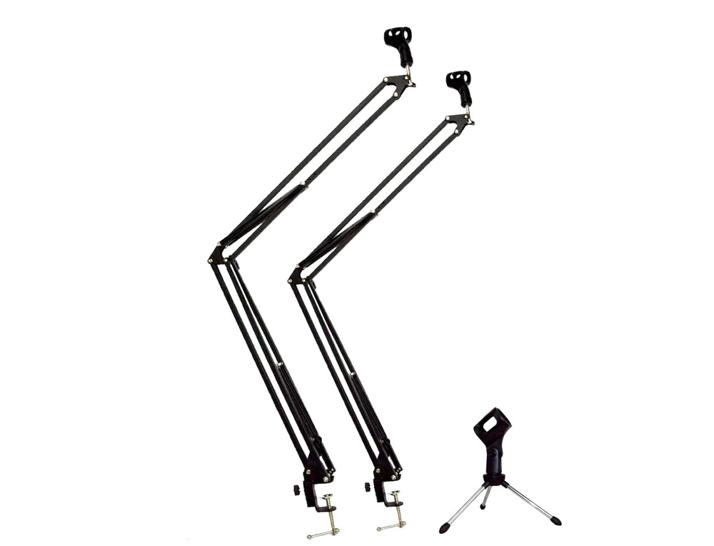ChromaCast Scissor Arm Mic Stand 28″ and 38″ Pack | Professional Microphone Boom