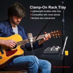 Universal Microphone Mic Stand Tray Adjustable Clamp-On Rack Tray Holder