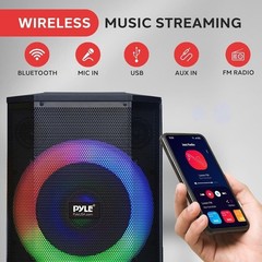 Pyle 120 W Portable BT Speaker System w/ Built-in Rechargeable Battery