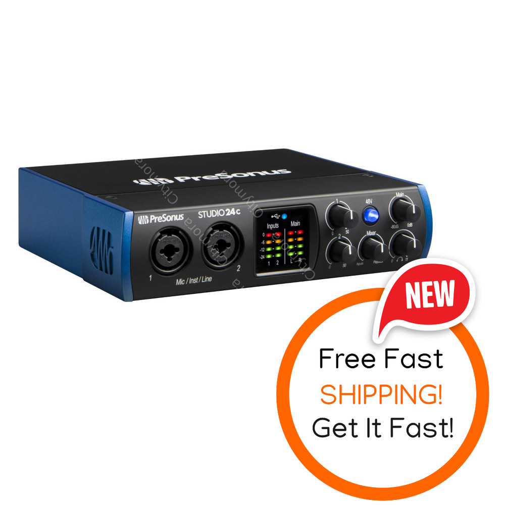 PreSonus 2X2 USB-C 24-bit/192kHz with 2 Mic Inputs Audio Interface Studio 24C