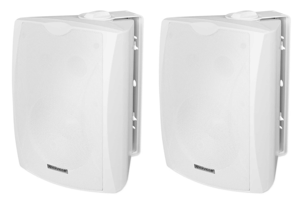 2) Rockville WET-6W 70V 6.5″ IPX55 White Commercial Indoor/Outdoor Wall Speakers