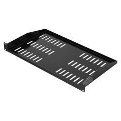 Steel 1U Server Rack Shelf 10in Deep, 50lb Capacity, Vented Design