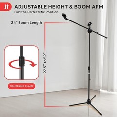Universal Adjustable Tripod Microphone Stand – Pair of Heavy Duty Lightweight