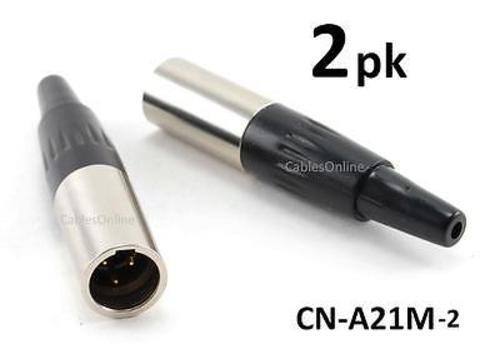 2-PACK Mini XLR 3-Pin Male Pro Lapel Microphone/ Mic Pack Audio Connector