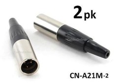 2-PACK Mini XLR 3-Pin Male Pro Lapel Microphone/ Mic Pack Audio Connector