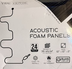 Sound Proof Foam Panels for Walls w Self Adhesv, 12x12x2 Acoustic, 24 Pack,BLACK