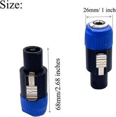 4 Pcs NL4FC Speaker to 1/4 Adapters TS Female Mono Plug to NL4FC 4-Pole SpeakON