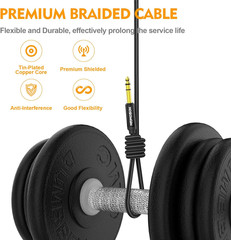 1/4 Inch TRS Instrument Cable 6.6 Feet 2-Pack, Straight-To-Right Angle 6.35Mm Ma