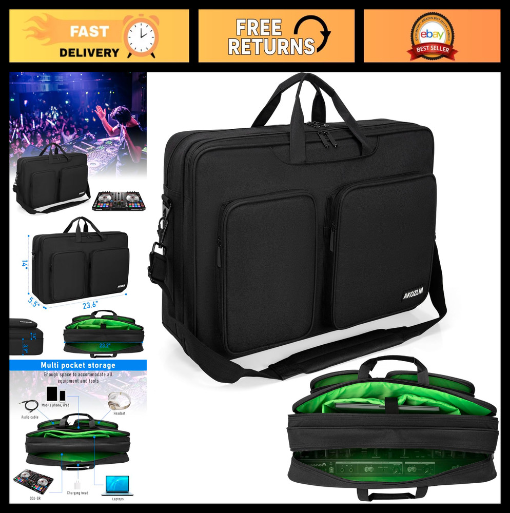 Multi-Layer Padded DJ Controller Gig Bag Carry Case for Pioneer, Denon, Numark