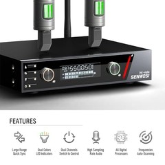 Dual-Channel UHF Wireless Microphone System with Auto Scan & IR Sync – 200 Count