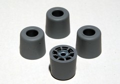 FOUR (4) LARGE GRAY EXTRA TALL ROUND RUBBER FEET AMP RADIO GEAR CASES – FREE S&H
