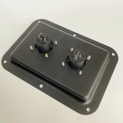 Large Black Metal Speaker Jack Plate W/ Dual SpeakOn NL4MPR Connectors 5″x7″