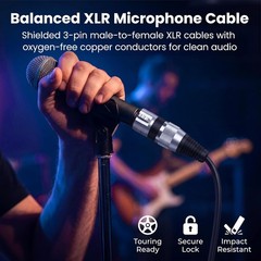 2-Pack 3ft XLR Cable: High-Speed Shielded Mic Cable for Reliable Connections