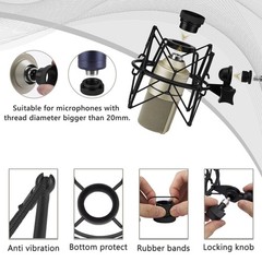 Geekria Shock Mount Mic Holder for MXL 770, 990, R77, TEMPO, V67, 2006