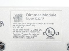ETC D20AF Dual 20A Dimmer Module 120V Electronic Theatre Controls