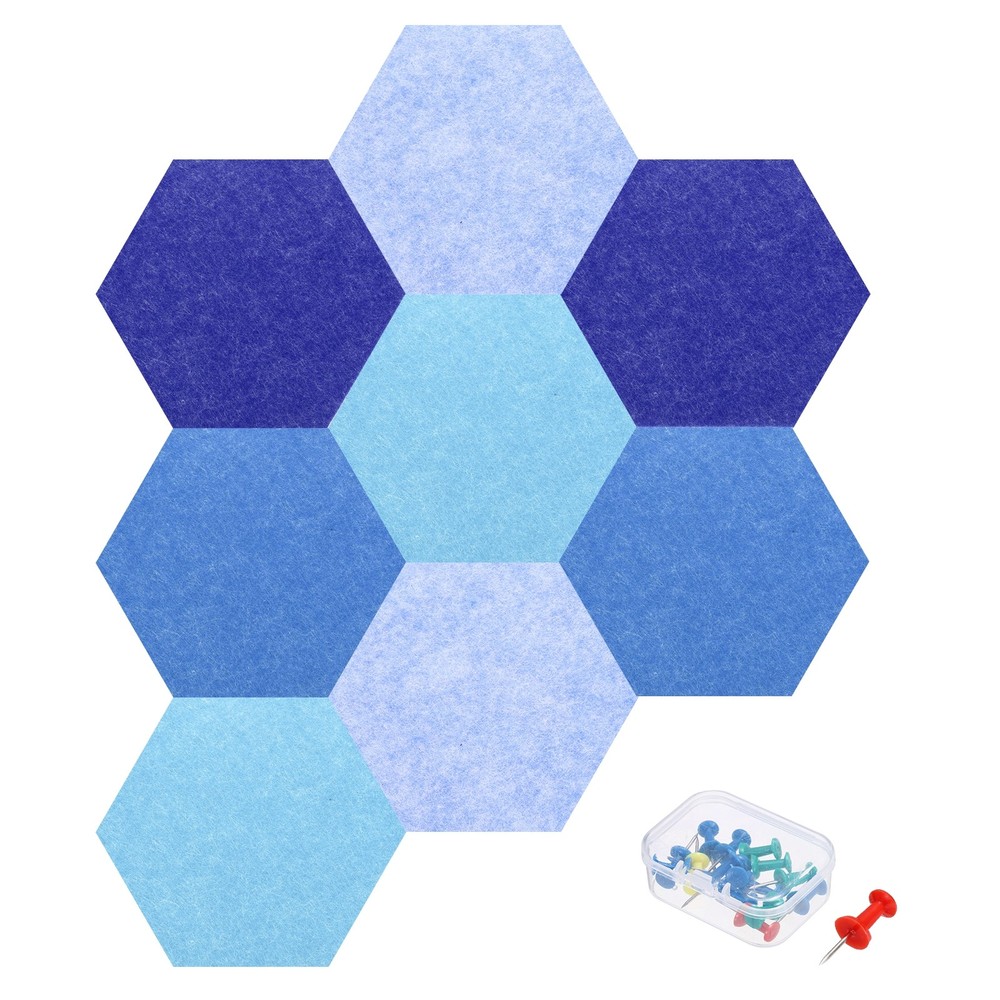 Acoustic Panel with 15 Push Pins (Dark Blue,Sky Blue,Blue,Light Blue)