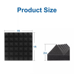 1 Ft. X 1 Ft. X 2 In. Sound Echo Absorbing Panels with Double-Side Adhesive for
