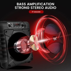 Pyle Wireless Portable LED Bluetooth Speaker System 300W 8″ Subwoofer Radio USB