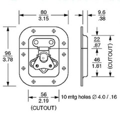 PENN ELCOM 3758 Recessed Butterfly Latch for Racks/ Cases/ Cabs – ZINC