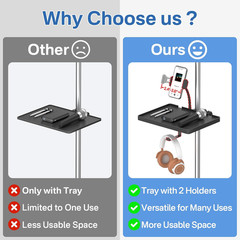 Functional Microphone Stand Tray with Adjustable Mic Stand Phone Holder – 8.7″x6