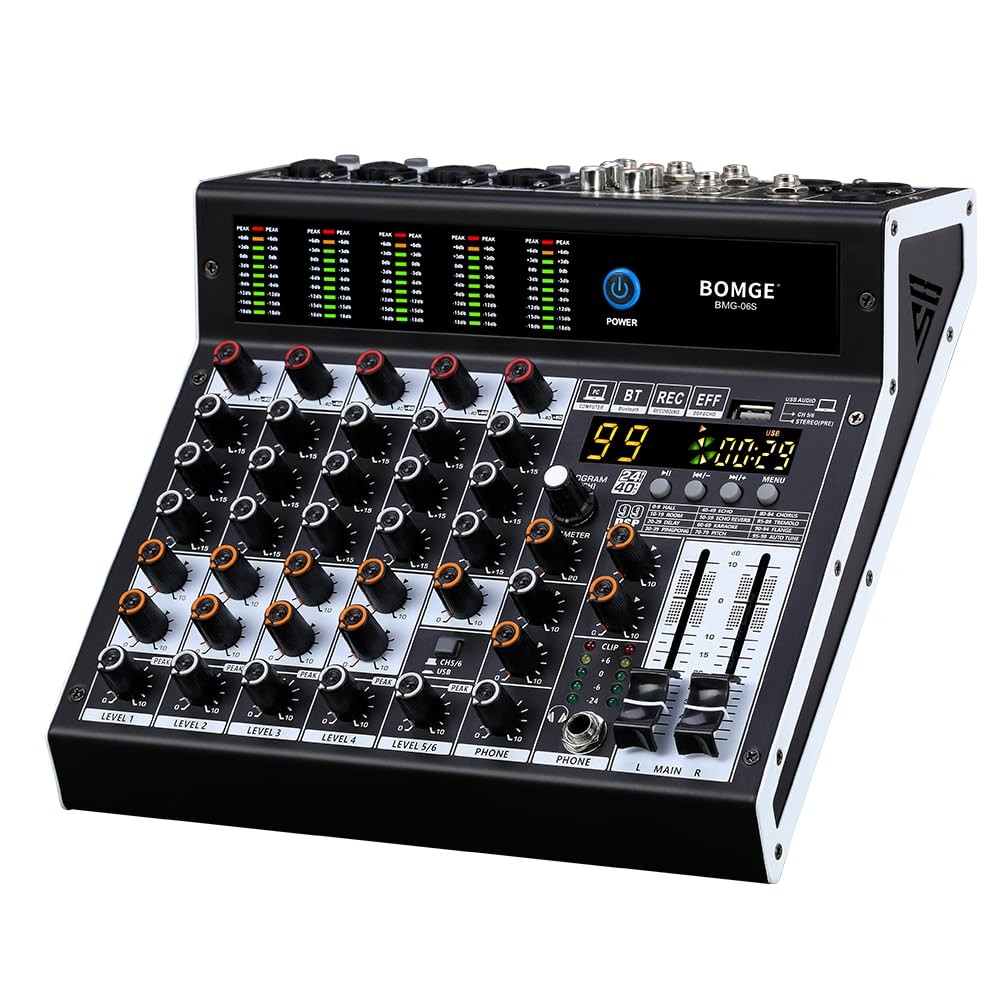 BOMGE 6 Channel Audio Mixer 99 DSP Bluetooth USB
