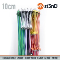 15 pcs Modular Eurorack PATCH CABLE – WHITE 10cm – 3.5mm Mono – TS Jack