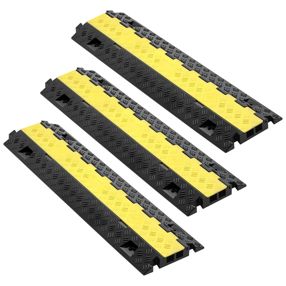 Uimoso 3PCs Cable Protector Ramp 2 Channel 22000 lbs Load Wire Cable Cover Ramp