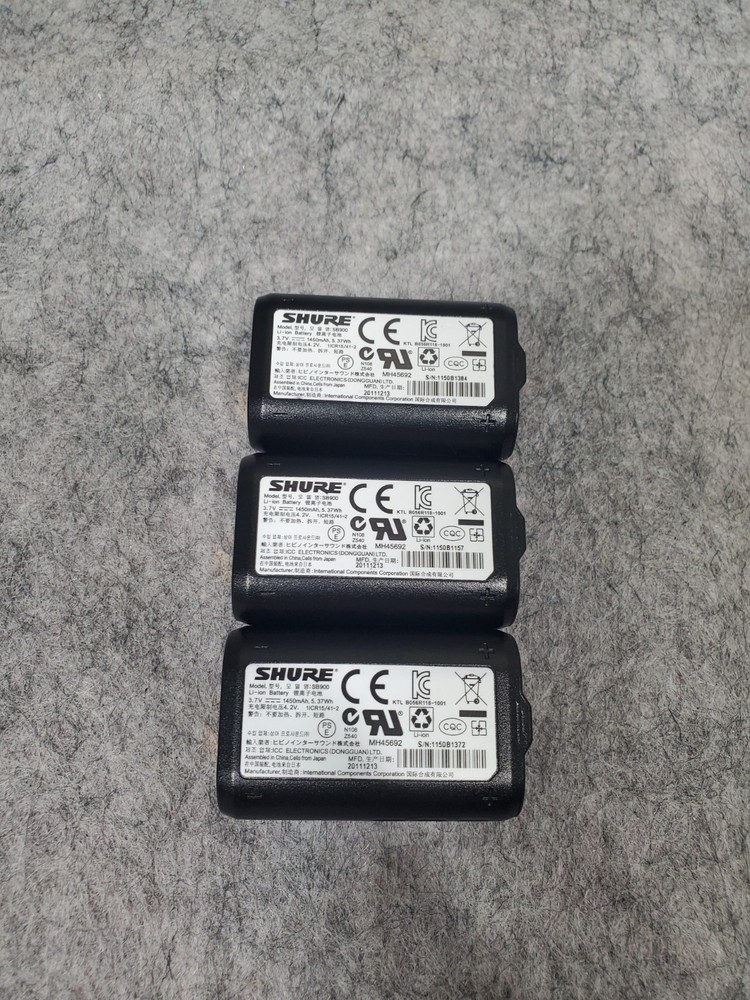 SHURE SB900 Rechargeable Lithium Ion Batteries Lot Of 3