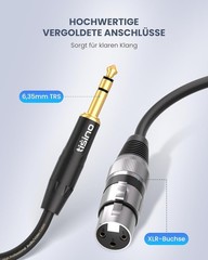 High-Performance 3.3′ XLR Female to 1/4 Inch TRS Cable – Flexible and Durable