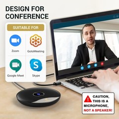 Compact USB Conference Microphone with Mute Function for Group Calls & Classes