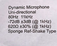 microphone Dynamic Uni-direction .80Hz 11kHz Good Lucking