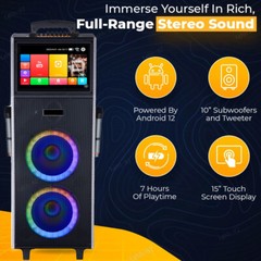 Professional Karaoke Machine Bluetooth Speaker Lyrics Display Screen WirelessMic