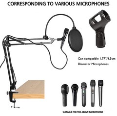 Microphone Stand for Blue Yeti, Quadcast Boom Arm Scissor Mic Stand with Wind…