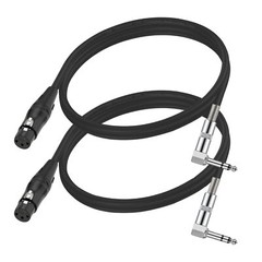 Right Angle 6.35mm TRS to XLR Female（3.3FT / 2PACK） Right Angle 1/4″ TRS to X…