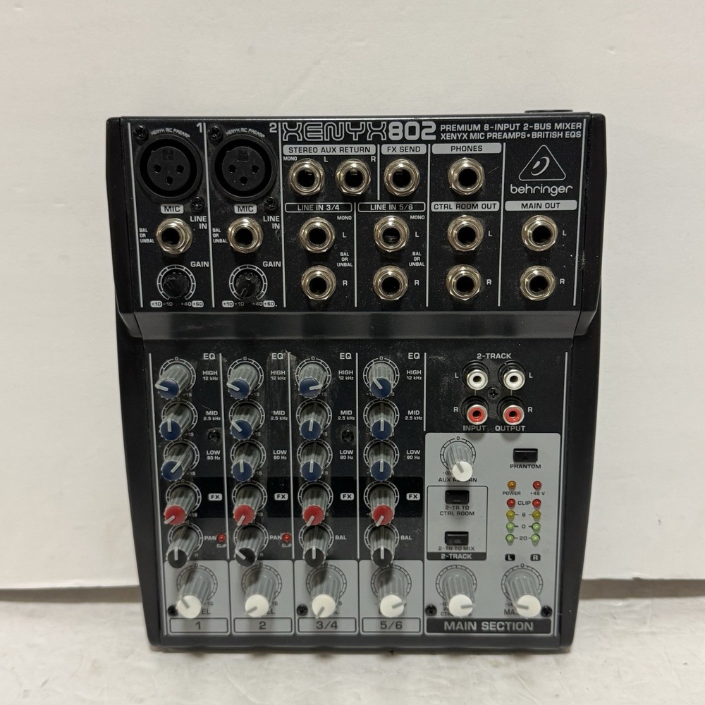 Behringer XENYX Q802USB 8-input 2-bus Mixer – No Cord